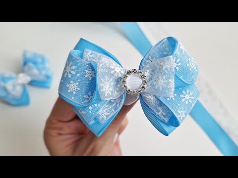 Видео: Очень красивые зимние бантики из органзы и репсовых лент