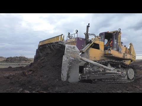 Видео: Гигантский бульдозер Четра Т 35 в работе часть 1