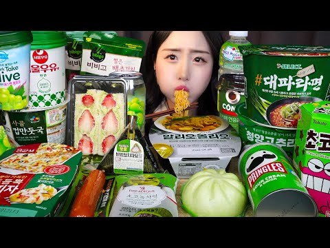 Видео: Магазин ASMR 💚 Зеленый Десерт Мукбанг MukbangㅣРамен Острая Лапша Поедание звукаㅣDessert