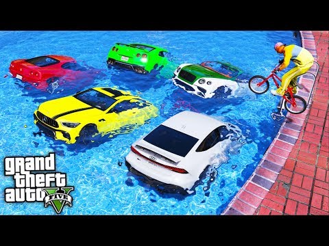 Видео: БИТВА ВОРОВ В GTA 5 - ПРЫГНУЛ В БАССЕЙН С ДОРОГИМИ ТАЧКАМИ НА BMX! ⚡ГАРВИН