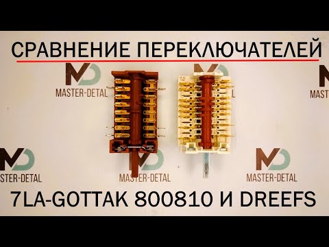 Видео: Сравниваем переключатели производства 7-LA Gottak и Dreefs для духовки Hansa артикул 800810.