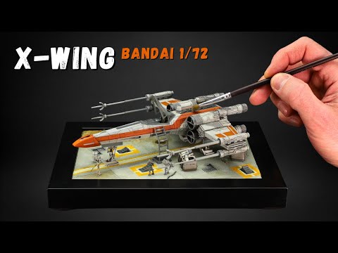 Видео: Диорама Bandai X-WING с 3D-деталями и множеством деталей | Масштаб 1/72 | Полная сборка