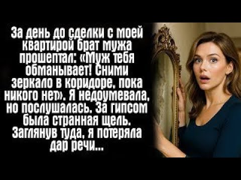 Видео: За день до сделки с моей квартирой брат мужа прошептал: «Муж тебя обманывает! Сними зеркало ...