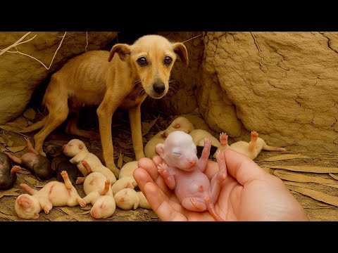 Видео: Невероятно! Собака 🐶 тихо родила много милых щенков у меня во дворе. 🐶🐕🥰😘❤