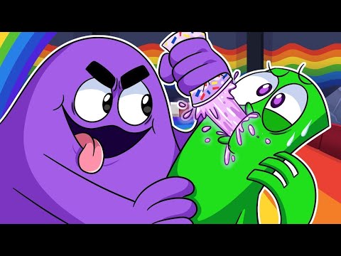 Видео: ГРИМАС ШЕЙК ВСЕХ ЗОМБИРУЕТ?! | Rainbow Friends 2 & Grimace Shake - Анимации на русском