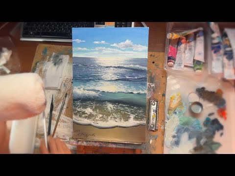 Видео: РЕАЛИСТИЧНЫЙ МОРСКОЙ ПЕЙЗАЖ МАСЛОМ | Как нарисовать море | OIL PAINTING WATER TIME LAPSE