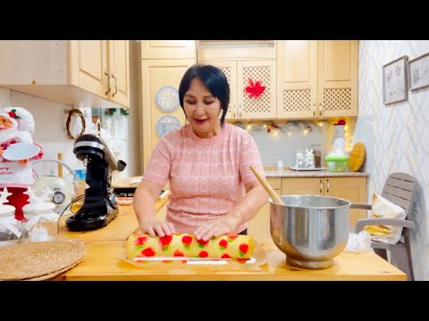 Видео: Бисквитный рулет( с рисунком)/ Крем сметанный/Как правильно испечь бисквит/#бисквит