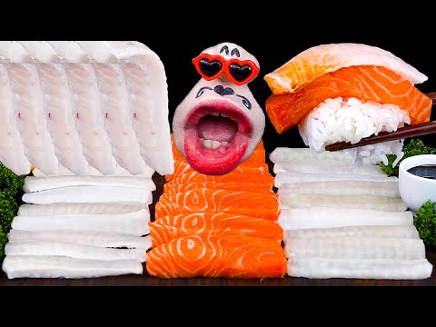 Видео: Суши и сашими из лосося и палтуса | Шоу еды ASMR с REALMOUTH