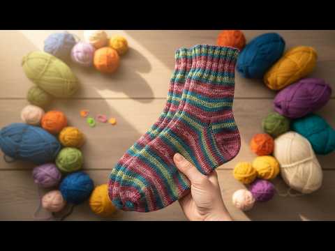 Видео: Самый подробный мастер-класс по вязанию спицами простых носков! Носки с нуля для начинающих