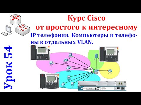 Видео: Урок 54 IP телефония. Компьютеры и телефоны в отдельных VLAN. Cisco Packet Tracer.