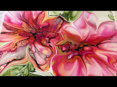 Видео: 73 цветка становятся больше в великолепных цветах с помощью заливки акриловыми красками в технике...