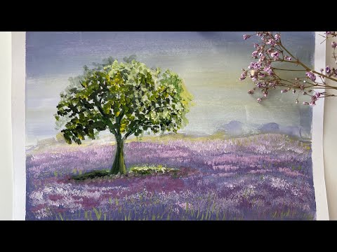 Видео: Как нарисовать цветущее поле | Гуашь • Bloomy field 🌸
