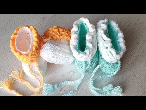 Видео: Пинетки крючком для новорожденных (2 часть. Подошва. Сборка. Оформление.)