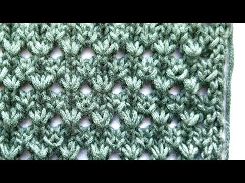 Видео: Симпатичный фактурный узор с ажуром 💥 Объёмная сетка спицами