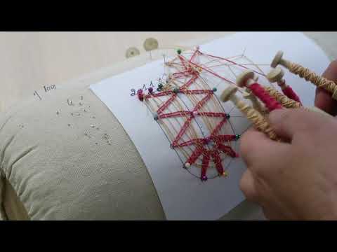 Видео: Плетение на коклюшках. Урок 14. Вилюшка сеткой.