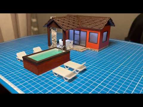 Видео: Баня с беседкой и бассейн (дополнение к макету)