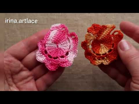 Видео: Роза крючком для ирландского кружева