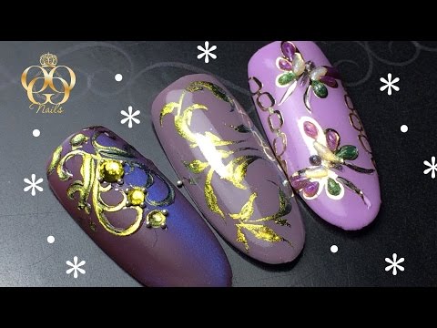 Видео: Дизайн ногтей в технике НЕЙЛЮВЕЛИР♥стемпинг и вензеля ЛАКОВОЙ краской♥KRASOTKAPRO & Olesyages Nails