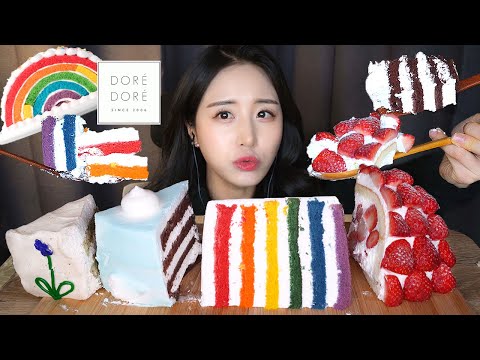 Видео: Очень мягкий торт со взбитыми сливками Десерт Мукбанг ASMR  MukbangㅣCake Dessert