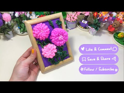 Видео: Хризантемы . Картина из воздушного пластилина к 8 марта#diy #plastic  #поделки #картины #хризантемы