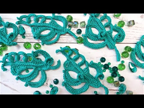 Видео: Фантазийный листик крючком # 3 авторский мотив Матер-класс irish lace crochet Ирландское кружево