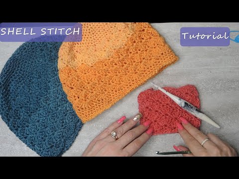 Видео: Вязание крючком узора «ракушка» по кругу / Учебник / Как сделать