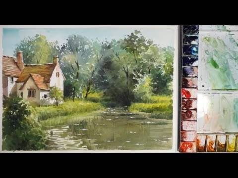 Видео: Акварельная пейзажная живопись - дом Вилли Лотта