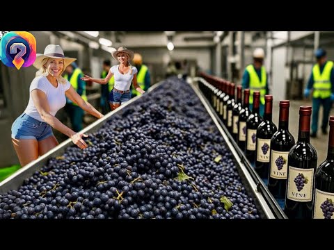 Видео: Как МИЛЛИОНЫ тонн винограда превращаются в вино на заводе — удивительное виноградарство.