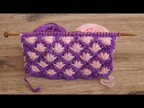 Видео: Двухцветный узор «Астры» спицами | Aster Flowers knitting pattern🌷