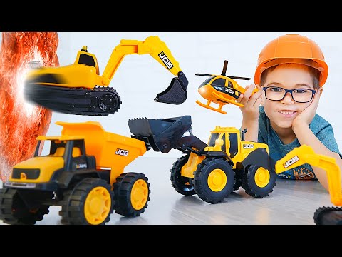 Видео: Глеб Нашел игрушечные Машины JCB из портала и играет в строителя / Erik Show