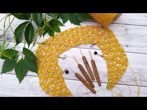 Видео: Платье крючком из желтого льна. Часть 1. Обзор пряжи и узора.