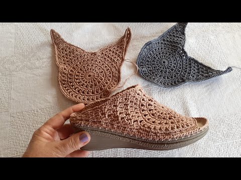 Видео: летняя обувь вязаная крючком мотив вязаный крючком
