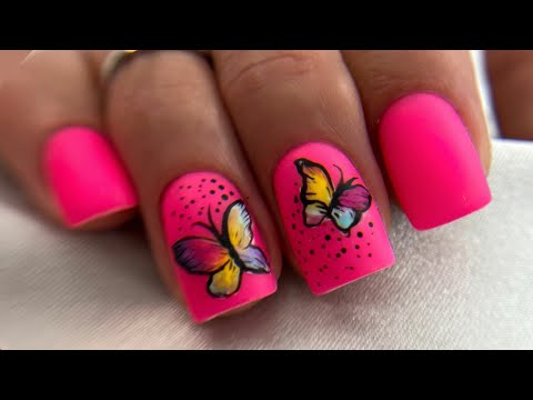 Видео: ОБОЖАЮ!😍 САМА Рисую БАБОЧКИ на ногтях!