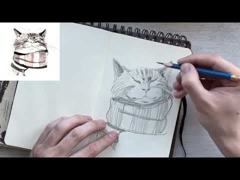 Видео: Мартовский Кот / Быстрый скетч,набросок карандашом