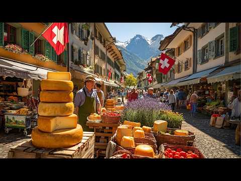 Видео: Утренний фермерский рынок в Цюрихе 🇨🇭 | Пешеходная экскурсия по самому красивому городу Швейцарии