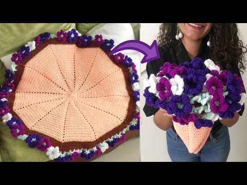 Видео: Вирусный путеводитель по вязанию крючком букета из одеяла | Для начинающих