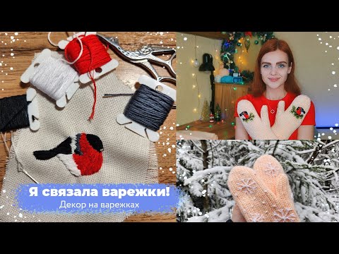 Видео: Я связала варежки❄️🧶/ Новогодняя вышивка на варежках🐦✨️