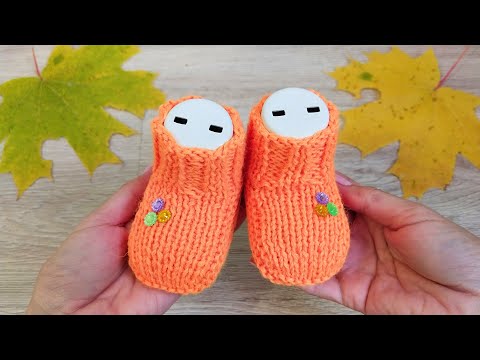 Видео: Захотелось жёлтых красок 🍁 Осенние пинетки спицами ✨