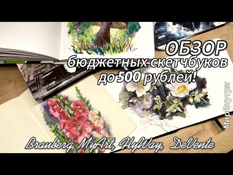 Видео: Бюджетные скетчбуки до 500 рублей/ Обзор скетчбуков/ Brauberg, FlyWay, MyArt, DeVente