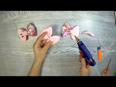 Видео: Бантики из репсовой ленты и кожи неожиданное сочетание. Обзор моих работ.