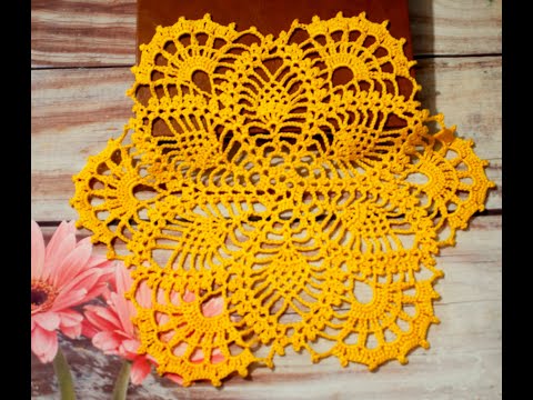 Видео: Салфетка "АНАНАС" крючком// Схема вязания салфетки