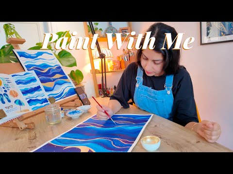 Видео: Расслабляющая акварель, изучение абстрактной живописи + золотые детали