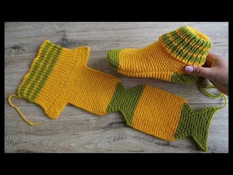 Видео: Носки на двух спицах Турецким способом вязания | Two Needle Socks knit pattern