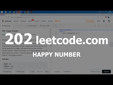 Видео: Разбор задачи 202 leetcode.com Happy Number. Решение на C++