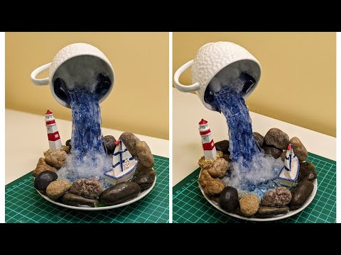 Видео: Очаровательный декор парящей чашки - водопад!