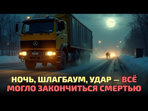 Видео: История из 90-х: шлагбаум перелетел над кабиной КАМАЗа на полной скорости