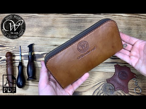 Видео: Zip wallet / Кошелек на молнии из кожи от #wildleathercraft. Free pattern PDF.