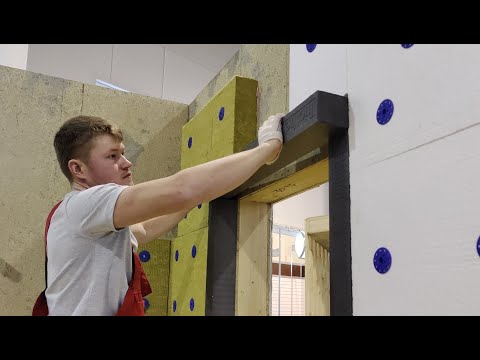 Видео: Технология Triotherm, монтаж входной дверной коробки в плоскость утеплителя, сопряжение с СФТК, база