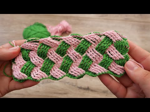 Видео: Двухцветный узор «Плетенка» крючком 🧩 Crochet basket weave stitch