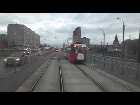 Видео: Санкт-Петербург. Проспект Славы - улица Димитрова. Вид с задней площадки ЛМ-2008